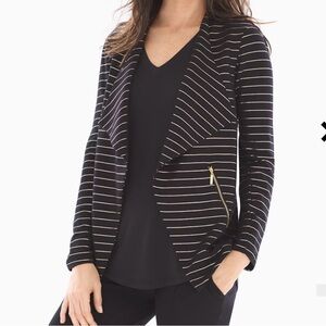 Soma French Terry Zipper Detail Jacket Glitz Stripe Black